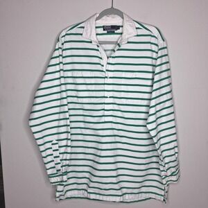 Polo RL Rugby Shirt Men's L Oxford cloth green stripes